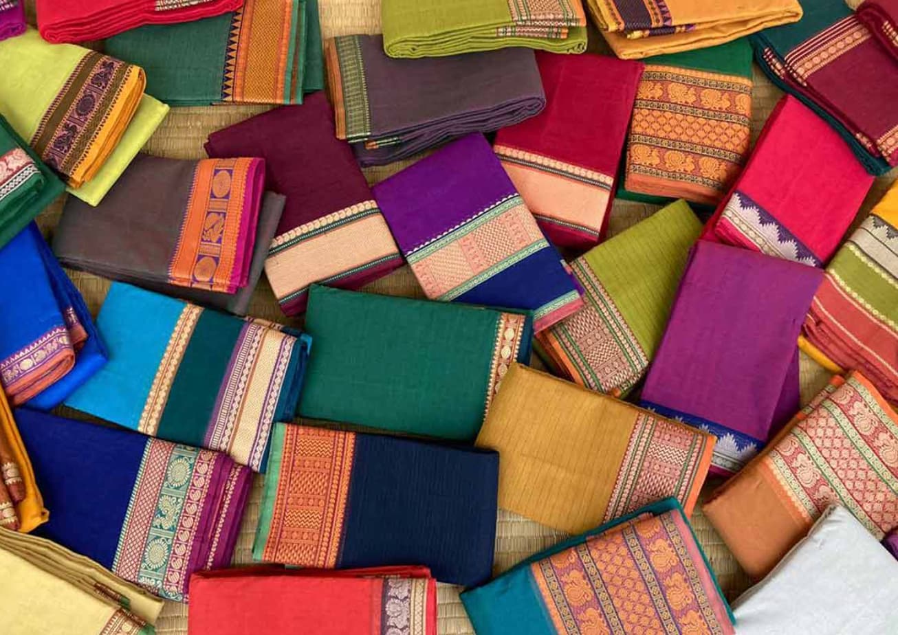 Visite d'ateliers de tissage de saris